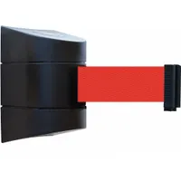 TENSABARRIER Retractable Belt Barrier: Fixed Mounting Plate, 30 ft Belt Lg, Pattern, Red, No Legend (MPN 897-30-S-33-NO-R5X-C)