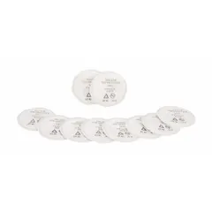 NIOSH N95-rated prefilter for MSA Comfo Twin-Cartridge Series reusable respirators. Black color, threaded connection, 10 per pack. Captures airborne particulates in industrial environments such as construction, manufacturing, and chemical processing. Use as first-stage filter to extend cartridge life.