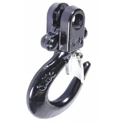 This top hook assembly is a replacement component for manual chain hoists, used to suspend the hoist from an overhead support. It includes a safety latch to prevent accidental load disengagement. Compatible with Dayton series manual chain hoists rated for 1,000 lb loads.