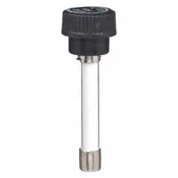 Fast-acting cylindrical fuse rated 12 A and 300 V AC, featuring an integrated insulating cap for enhanced safety. Suitable for overcurrent protection in industrial electrical circuits, panel boards, and control systems where rapid response to short circuits is required
