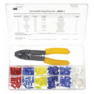 3M Wire Terminal Kit: 96 Pieces, 22 AWG – 10 AWG Wire Sizes - Mixed Wire Connector & Terminal Sets