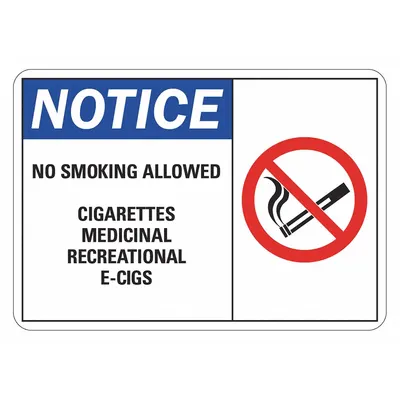 LYLE No Smoking Sign - Notice: No Smoking Allowed, Cigarettes, Medicinal, Recreational, E-Cigs Signs