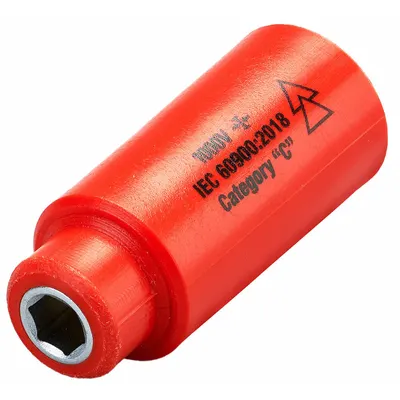 ITL Insulated Socket: 1/4 in Drive Size, 5.5 mm/7/32 in Socket Size, 1 5/8 in Overall Lg - 1/4" Drive Metric Insulated Hand Sockets