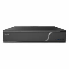 Network IP video recorder supporting up to 32 camera inputs with H.265 compression. Features HDMI/VGA output, sensor-based recording modes, and 320 Mbps network interface. Includes 2 TB internal storage and video export via USB flash drive. Suitable for surveillance systems requiring centralized recording and management of IP cameras.