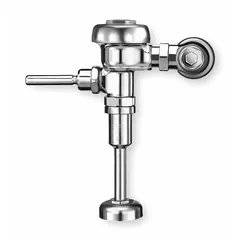 This SLOAN Regal manual flush valve is an exposed, top-spud model designed for urinals in commercial restrooms. It delivers 1.5 gallons per flush (gpf) and features an 11-1/2 inch rough-in. Typical applications include office buildings, schools, airports, and other high-traffic facilities requiring reliable urinal flushing.