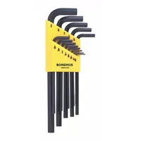 BONDHUS Hex Key Set: 11 - 15 Pieces, L, SAE, Std End, Long, 13 Pieces, Black Oxide, 1 Tips (MPN 12137)