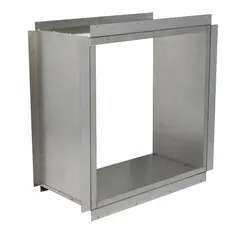 Steel wall collar for mounting ventilation fans through wall openings. Designed for 48-inch blade diameter fans with a 55 5/8-inch square opening. Constructed from 16-gauge steel and includes four mounting angles for secure installation.