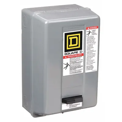 SQUARE D Magnetic Motor Starter: Non-Reversing, 3 Poles, NEMA Size 1, 27 A - Enclosed Non-Reversing Starters with Thermal Overloads