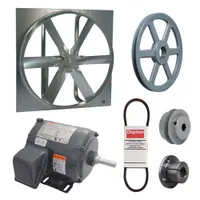 Exhaust Fan with Drive Package: Belt Drive, 30 in Blade, 1/4 hp, 7,069 cfm, 230/460V AC, 3 ph