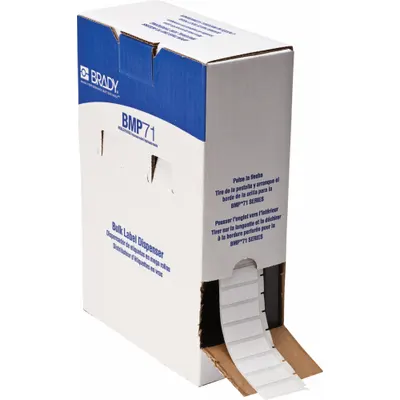 BRADY Wraparound Label: 1 1/2 in x 1/2 in, Vinyl, Black on White - Brady Precut Label Rolls