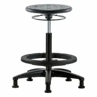 Stool: Polyurethane, Ht Range 22 in to 32 in, 13 in Seat Wd, 13 in Seat Dp, 5 Glides, 0 Casters (MPN IPHBSO-RG-BF-RG-BLK)