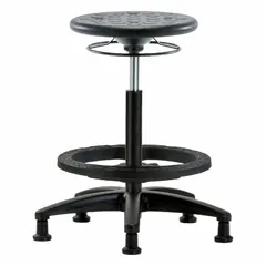 Polyurethane Lab Stool, 22-32 in Height, 13 in Seat, Fiberglass Base, 5 Glides