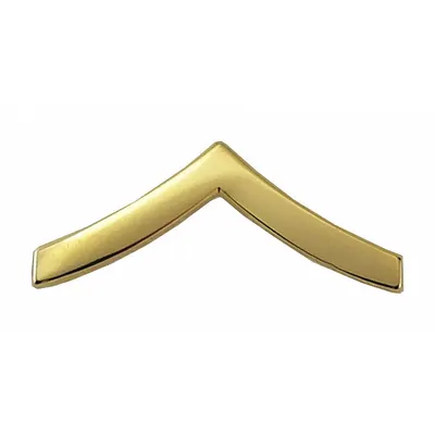 HEROS PRIDE Chevron Rank Insignia, Gold, Metal, Clutch Pin, 1 in, PVT - Metallic Insignia