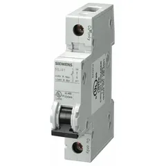 This 1-pole D-Curve miniature circuit breaker is rated 8 A with a maximum interrupting rating of 14 kA at 240 V AC. It is UL489 listed for branch circuit protection and features screw clamp terminals. Suitable for applications requiring a D-curve trip characteristic to handle high inrush currents from inductive loads.