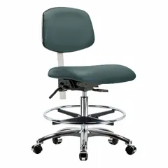 Vinyl Cleanroom Task Chair, Armless, ISO 5, Aluminum Base, Height Range 21 1/2" to 29"