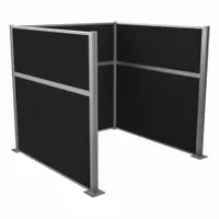 This modular cubicle wall kit includes three panels with a black fabric finish. Each panel measures 72 inches in overall height and width, providing a structured partition solution for open-plan workspaces. Suitable for creating visual privacy and reducing noise in office environments