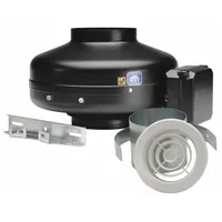 In-Line Duct Fan: 153 cfm Max., 4 in Duct, 84 W, 120V AC, 1 Ph, IP44, Galvanized Steel (MPN KIT-PV100X)