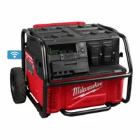 This battery-powered inverter provides 120V AC output from its internal battery system, featuring 4 AC receptacles. It is suited for powering tools and equipment in locations without grid access, such as construction sites and remote work areas