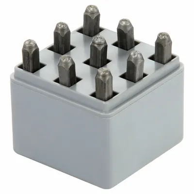 C.H. HANSON Hand Stamp Kit: 0 thru 9 (6 doubles as 9), 1/8 in Character Ht, 2 3/8 in Shank Lg - Sharp-Face Hand Stamps