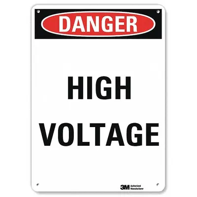 LYLE Danger Sign: Plastic, Mounting Holes Sign Mounting, 10 in x 7 in Nominal Sign Size - Danger: High Voltage Signs