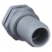 This CPVC through-wall fitting is used for tank installations requiring a leak-proof connection. It features a 1 in female socket on both the inside and outside, allowing fluid transfer through tank walls. The CPVC construction provides chemical resistance for various industrial applications
