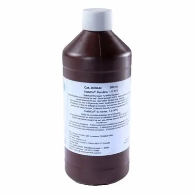 HACH Turbidity Standard: Lab, 500 mL Volume, Semi-Solid, <0.1 NTU, Bottle, 100-97-0 - Turbidity Standards