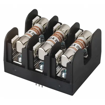 LITTELFUSE Fuse Block: Open Block Design, 3 Pole, 600 V AC, Pressure Plate - Fuse Blocks for Midget Fuses