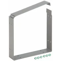This connector joins sections of indoor wireway to create a continuous enclosure for electrical wiring. Constructed from 16-gauge steel with an ANSI 61 polyester powder finish, it measures 6 inches in height and width. Supplied without knockouts, it is suited for applications where pre-punched openings are not required.