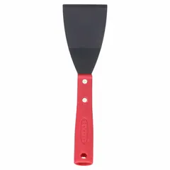 Long-reach scraper with a stiff, bent carbon steel blade and polypropylene handle. Designed for removing paint, adhesive, and other buildup from floors, walls, and ceilings in construction and maintenance tasks.