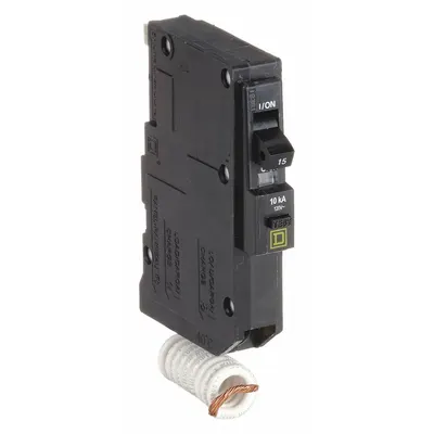 SQUARE D Miniature Circuit Breaker: 15 A, 120V AC, Single Phase, 10kA at 120V AC - QO Series, Plug-In Square D Miniature Circuit Breakers