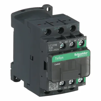 SCHNEIDER Magnetic Contactor: Non-Reversing, 3 Poles, 3NO Contacts, 18 A - Non-Reversing IEC Contactors
