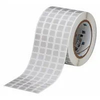 Pre-Cut Label Stock Roll: 7/16 in x 1/2 in, 3 11/32 in x 7/16 in, Polyester, Gray (MPN THT-12-413-10)