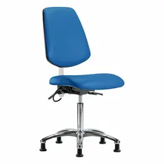 Vinyl ESD Task Chair, Armless, Blue, 18-1/2" Seat Width, 17" Seat Depth, 21-1/2" to 29" Height Range