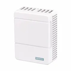 Indoor temperature sensor with beige finish for surface mounting. Cable connection. Temperature range 55° to 95°F. Compatible with Siemens Terminal Equipment Controllers (TEC) series. Used for temperature measurement in HVAC systems.