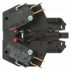 Auxiliary contact block with 2 normally open and 2 normally closed contacts, rated for 60 A AC. Used to signal the position of a main switching device in industrial control panels and motor control centers, enabling remote status indication and automation.