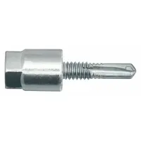 Steel rod hanger for suspending threaded rod vertically from steel structures. Screw-type anchor with 1/4 in screw size and 1 3/4 in overall length. Suitable for commercial and industrial framing, mechanical support, and overhead installations. Pack of 25