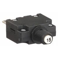 Panel Mount Circuit Breaker: 15 A Amps, 125/250V AC, 32V DC, 3/8 in Collar, 1.78 in Dp, 1/4 in Tab (MPN CMB-153-27G3N-W-A/15)