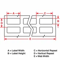 Pre-Cut Label Stock Roll: 1/4 in x 3/4 in, Acrylic, Aggressive Adhesive/Permanent Adhesive (MPN THT-1-423-10)