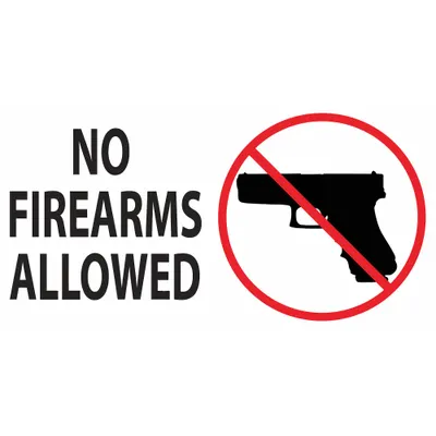 ZING Security Labels: Adhesive Sign Mounting, 5 in x 7 in Nominal Sign Size - No Firearms Allowed Signs