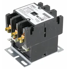 Replacement contactor for HVACR systems, used to switch electrical loads such as compressor and fan motor circuits. Suitable for commercial and industrial heating, ventilation, air conditioning, and refrigeration equipment.