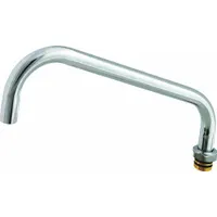 T&S BRASS Spout: Spout, Double-Bend, Swivel Spout, Brass, Chrome, 55.25 gpm Flow Rate, Nozzle (MPN 114X)
