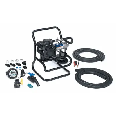 SOTERA Electric Drum Pump: Pump with Hose, Nozzle & Meter, 1/4 hp HP, 12 V DC - Diaphragm Drum Pumps