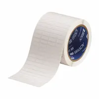 Pre-Cut Label Stock Roll: 1/4 in x 3/4 in, 1/4 in, Polyimide, Permanent Adhesive, White (Matte) (MPN THT-1-728-10)