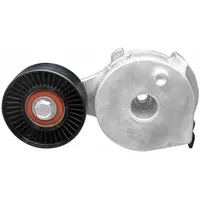 Self-adjusting belt tensioner for vehicle accessory drive systems. Features a single pulley with a 3-inch outside diameter. Maintains proper belt tension to reduce slippage and extend belt life