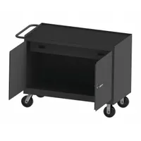 DURHAM MFG Mobile Cabinet Workbench: 48 in x 24 in, Rubber, 3,600 lb Overall Load Capacity, Gray (MPN 3413-RM-95)