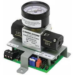 The MAMAC EP-313-315 is an electronic pneumatic transducer that converts an electrical control signal into a proportional pneumatic output. It is used in HVACR systems to modulate actuators, valves, and dampers in commercial and industrial building automation applications.