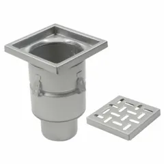 This BLUCHER sanitary floor drain is constructed of stainless steel with a silver finish. It features a slotted grate and a No Hub connection type for a 4-inch nominal pipe size. Suitable for use in commercial and industrial settings where floor drainage is required.