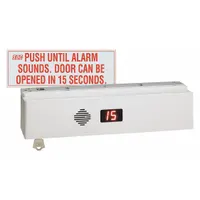 Aluminum single-door magnetic lock with adjustable release delay from 15 to 30 seconds. Used in security applications to delay egress, allowing controlled exit while preventing unauthorized access