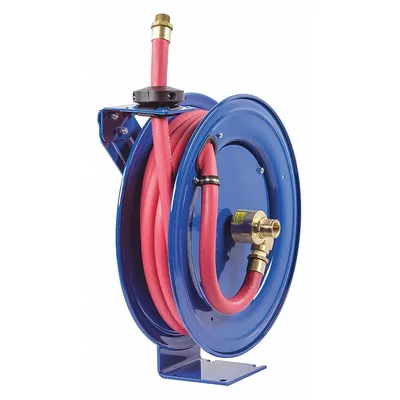 COXREELS Spring Return Hose Reel: 25 ft (3/4 in I.D.), 3/4 in MNPT, 300 psi Max Op Pressure - Gas Spring-Return Hose Reels