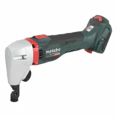 The Metabo NIV 18 LTX BL is a cordless nibbler powered by an 18V DC brushless motor. It cuts 16 ga steel and 18 ga stainless steel, producing clean, burr-free edges without material distortion. Suitable for sheet metal cutting in applications such as HVAC ductwork, roofing, and metal fabrication. Tool only; battery and charger sold separately.